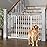 InnoTruth 29.5-49.75 Extra Wide Baby Gate for Stairs, 30 Tall Walk Through Dog Gate for Stairs & Doorways, Pressure-Mounted Safety Gate for Pets & Kids, Dual Lock & 2-Way Swing, White