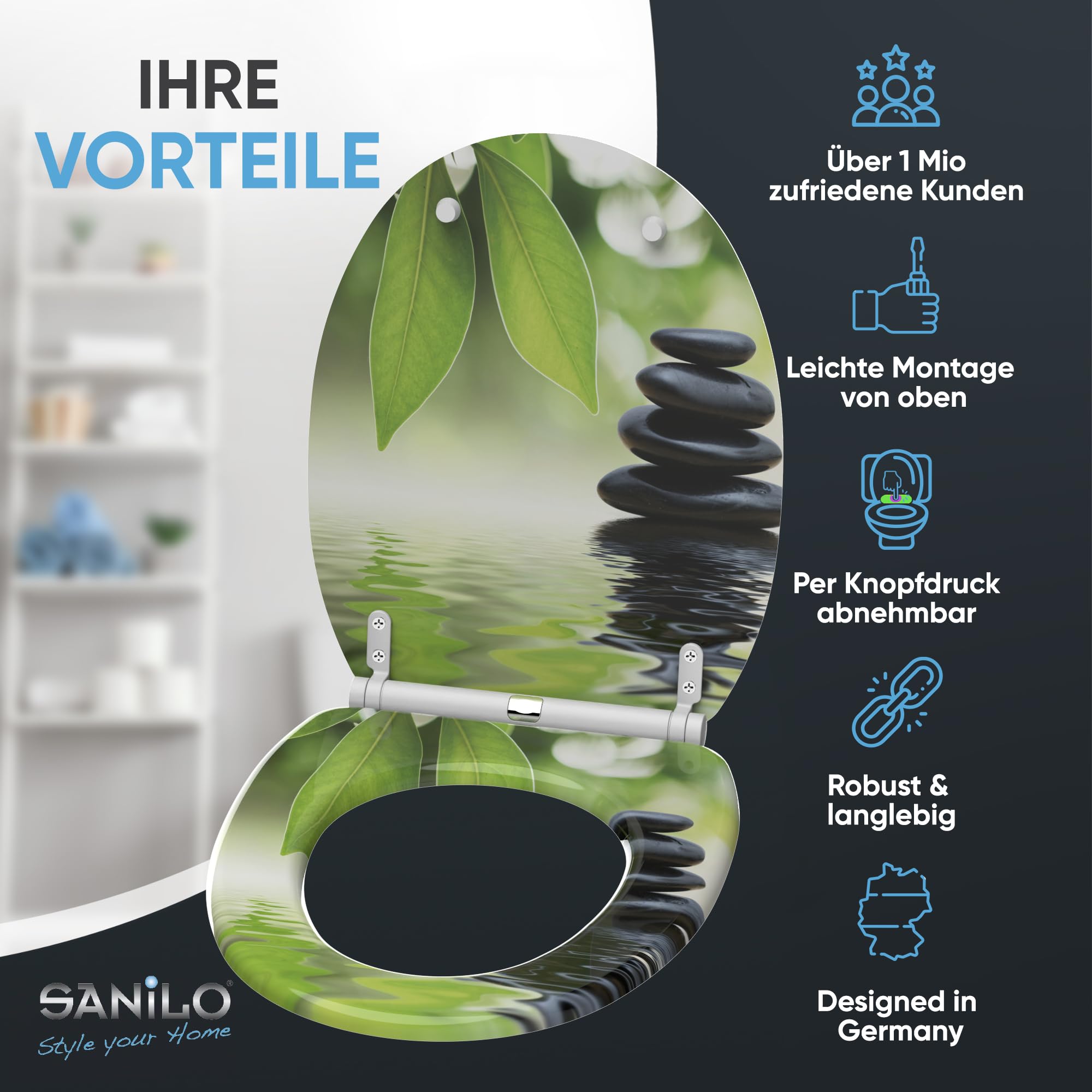 Sanilo WC Sitz mit Absenkautomatik & Quick-Release aus Holz, Harmony