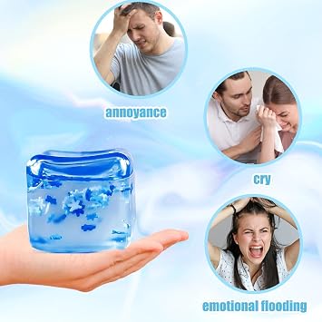 6Pcs Ice Cube Squishy, Squishy Cube, Large Stress Balls Ice Cube Squeeze Cube Sensory Squishy for Boys Girls Men Women for Office School Home