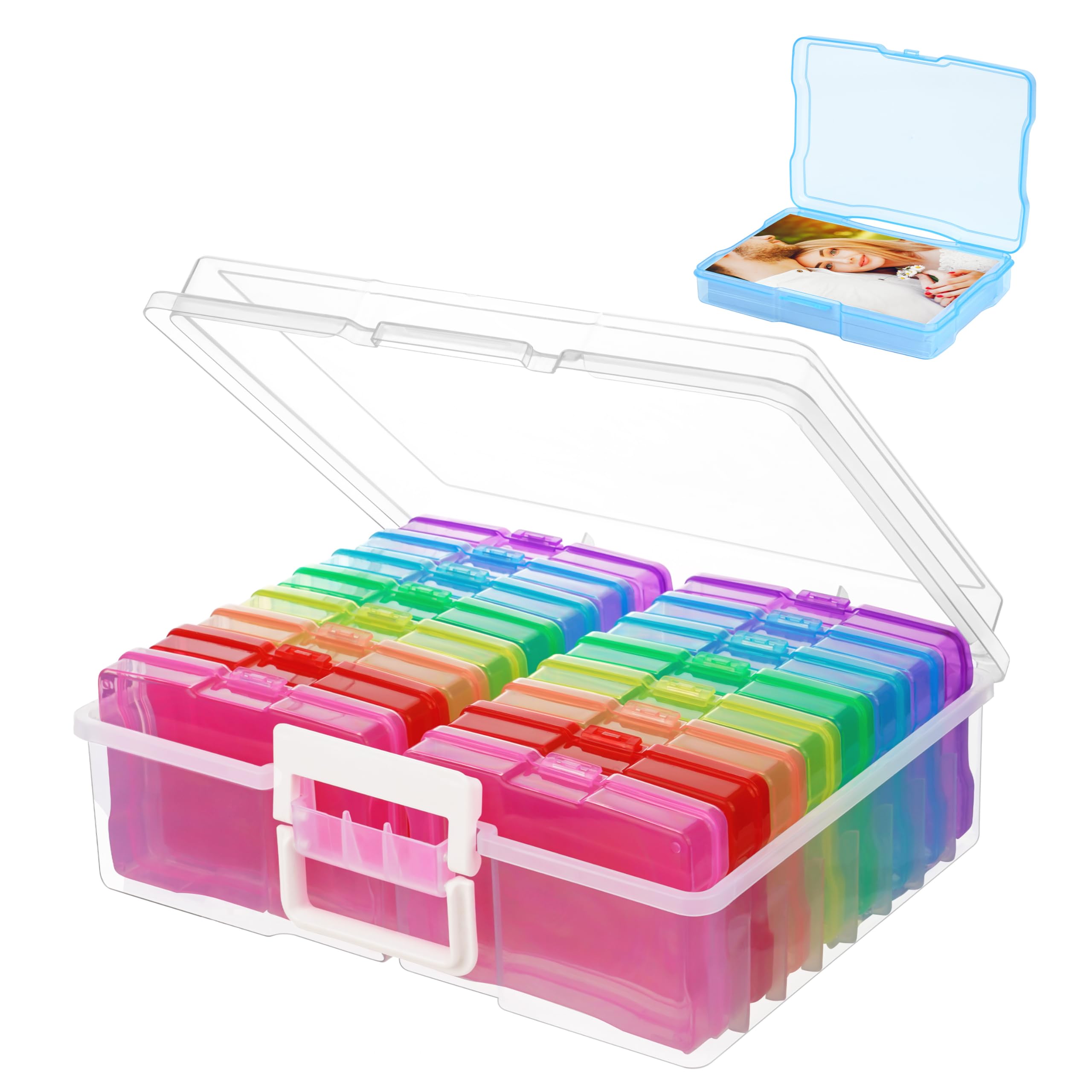 Winter Shore Fotobox Storage Box mit 16 Innenhüllen - Fotoboxen Aufbewahrung für 10 x 15 cm Fotos, Aufkleber, Karten, Bastelbedarf, Andenken