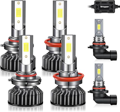 BRIUPPER Combo de bombillas LED para DODGE RAM 1500 2500 3500 2013-2018 sin proyector, 9005 + haz altobajo H11H9 + bombillas LED antiniebla 9145, 6