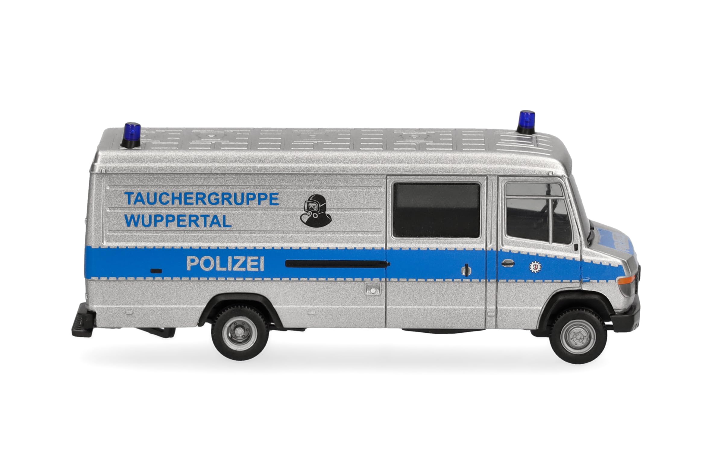 Herpa modello di camion Mercedes-Benz T2 Vario furgone "Polizia subacquea Wuppertal", in scala 1:87, pezzo da collezione, modello tedesco, statuetta plastica