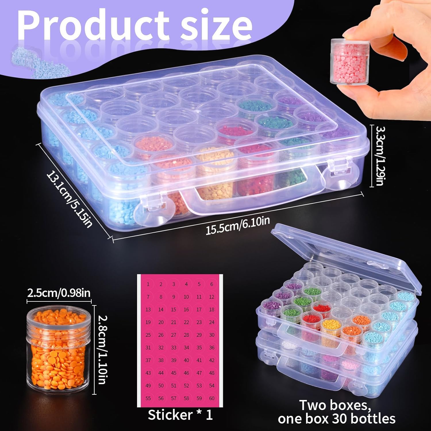 Boîte Rangement 75 Compartiments Pour Peinture Diamant - Organisateur Perles DIY 30x20cm - Plastique