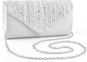 ERKOON Clutch for Wedding, Clutches, Evening Bag, Clutch Bag, Formal Party Handbag for Wedding, Party, Cocktail, Prom, Shoulder Bag, Faux Suede with Removable Chain