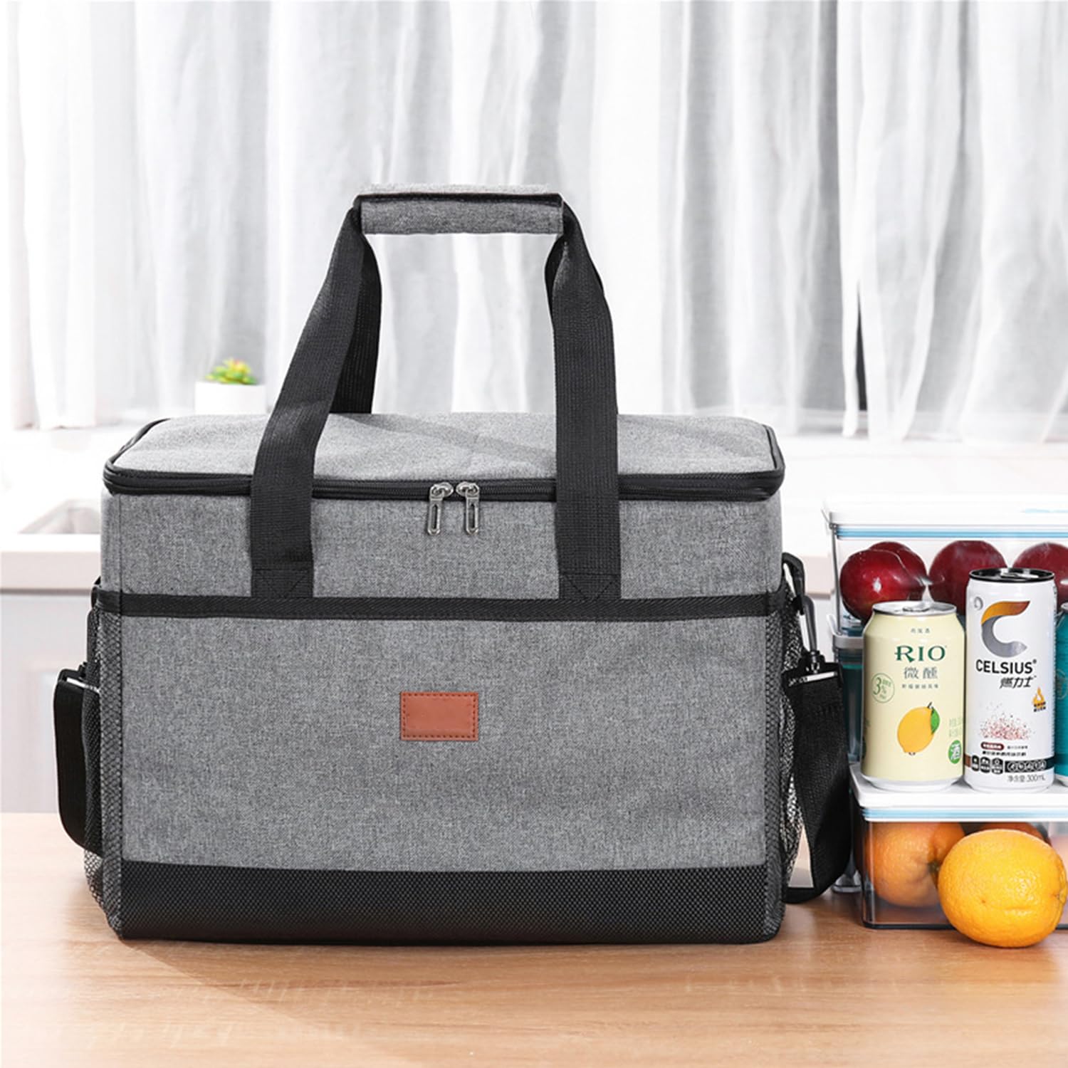 Lunch Box Isotherme, 36L Sac Isotherme, Lunch Bag Sac de Courses, avec Bandoulière Réglable, Pliable, Portable, Étanche, pour Pique Nique, Barbecue, Camping, Voyage