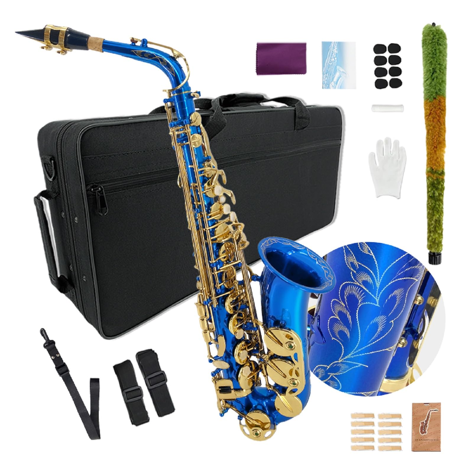 Alto Saxophone E Flat for Adults Students Saxophone Beginner Kit with Mouthpiece Carrying Case Straps 10Reeds