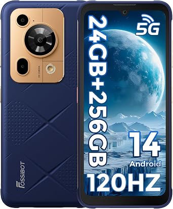 FOSSIBOT F112 Pro 5G Rugged Phone, 24GB+256GB Cell Phone Blue