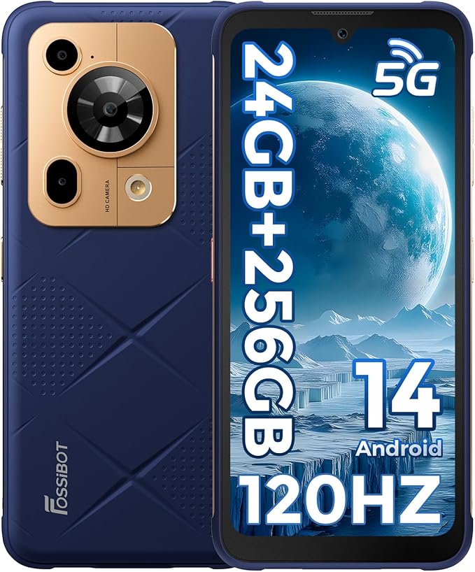 FOSSIBOT F112 Pro 5G Rugged Smartphone Unlocked, 256GB+24GB RAM (Expandable to 1TB), Android 14, 7150mAh Battery, 6.88" FHD+ Display, 50MP+16MP Camera, IP68/IP69K Military Grade, NFC, Dual SIM