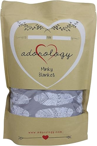 Miniatura 3 de Manta Minky para guardería, diseño de plumas grises y blancas, ideal para cualquier mamá, manta para niños pequeños