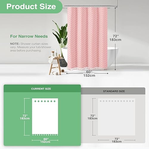 Vista 126 de Dynamene - Cortina de ducha, bohemia y rústica con rayas con chebrón en relieve, cortina texturizada para decoración de baño, juego de cortina A.