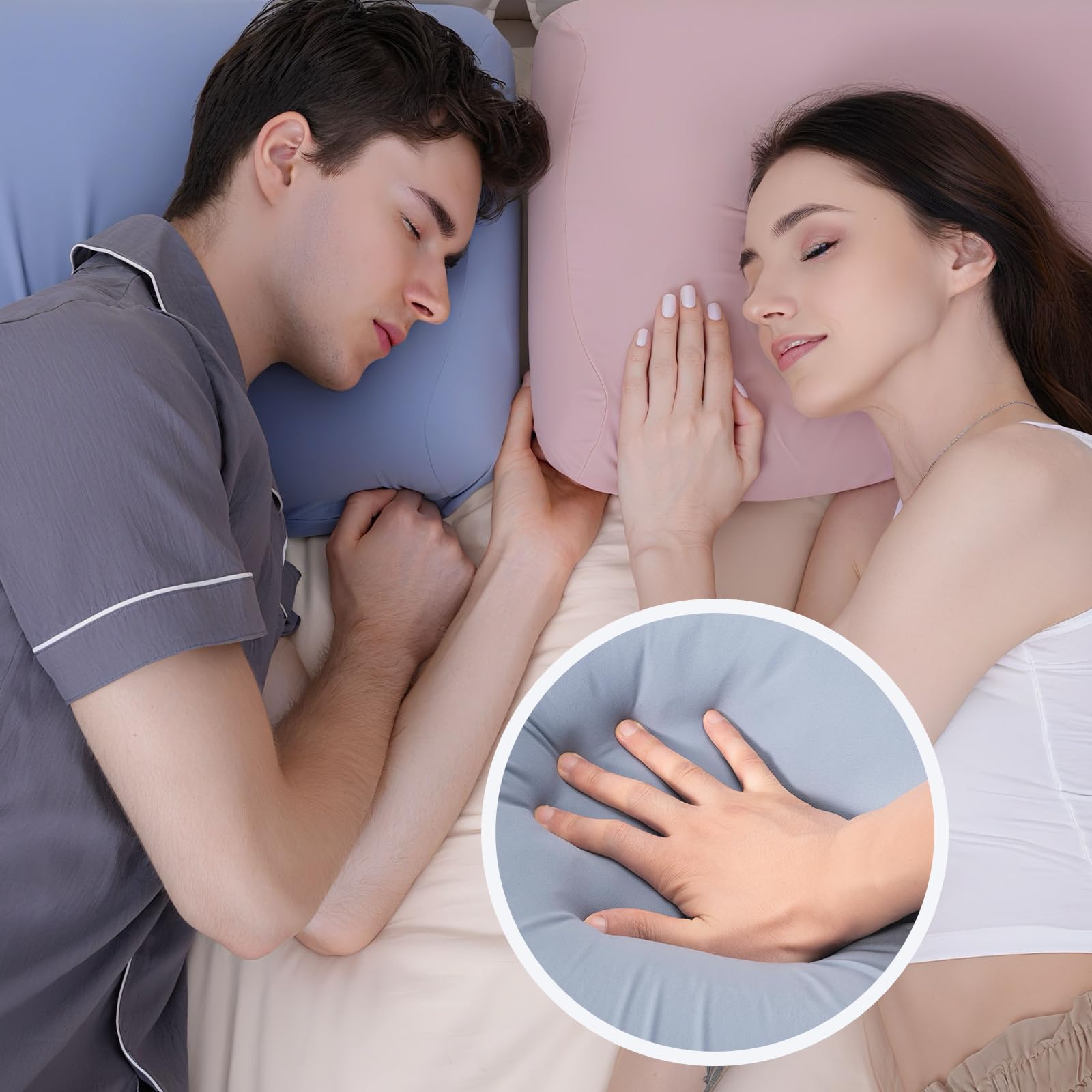 Almohada Cervical Viscoelástica, Almohada Cervical para Personas Que Duermen de Lado o Boca Arriba, Almohada Ergonómica Reduce Dolores Cervicales-Azul