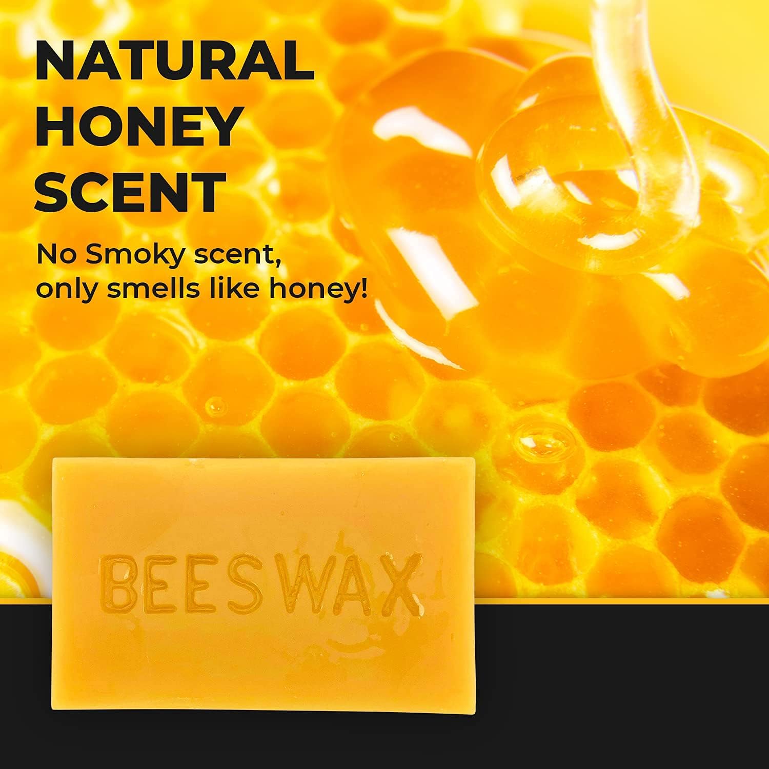 Sanctuary Traders Yellow Beeswax - 1lb Block - Smells Like Honey - 100% Pure USA Bees Wax for Candle Making, Crafting, Wraps, Leather, Woodworking, Sewing, and Polish - Melts Smooth