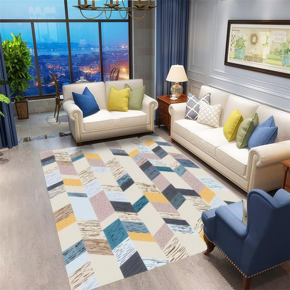 Tapis résistant aux acariens bleu hypoallergénique pour salon sain