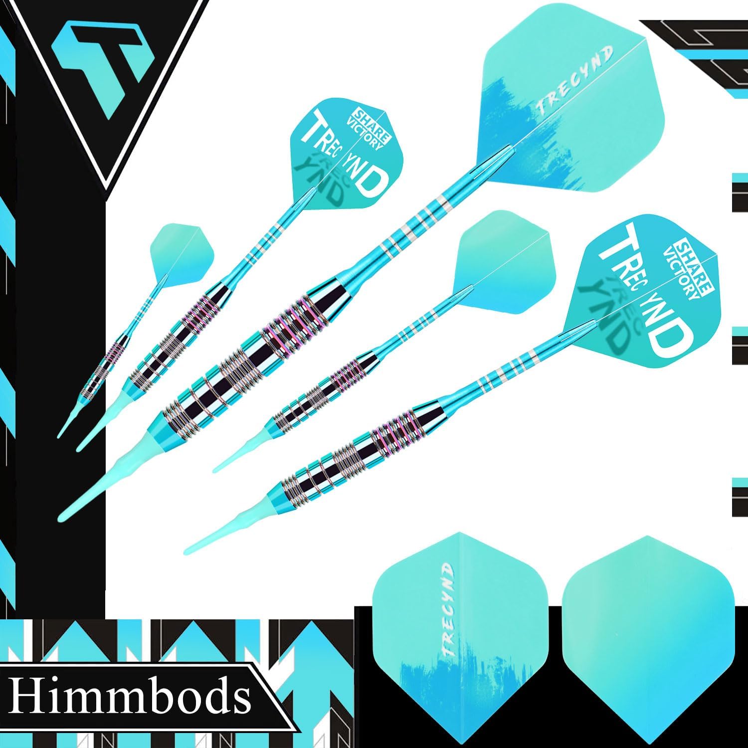 Soft Tip Darts Set 3 Aluminum Shaft Professional Darts Plastic Tip Sets 2BA Replacement Tips + Extra 3 Dart Flights 3 Replace Plastic Shafts for Electronic Dart Board