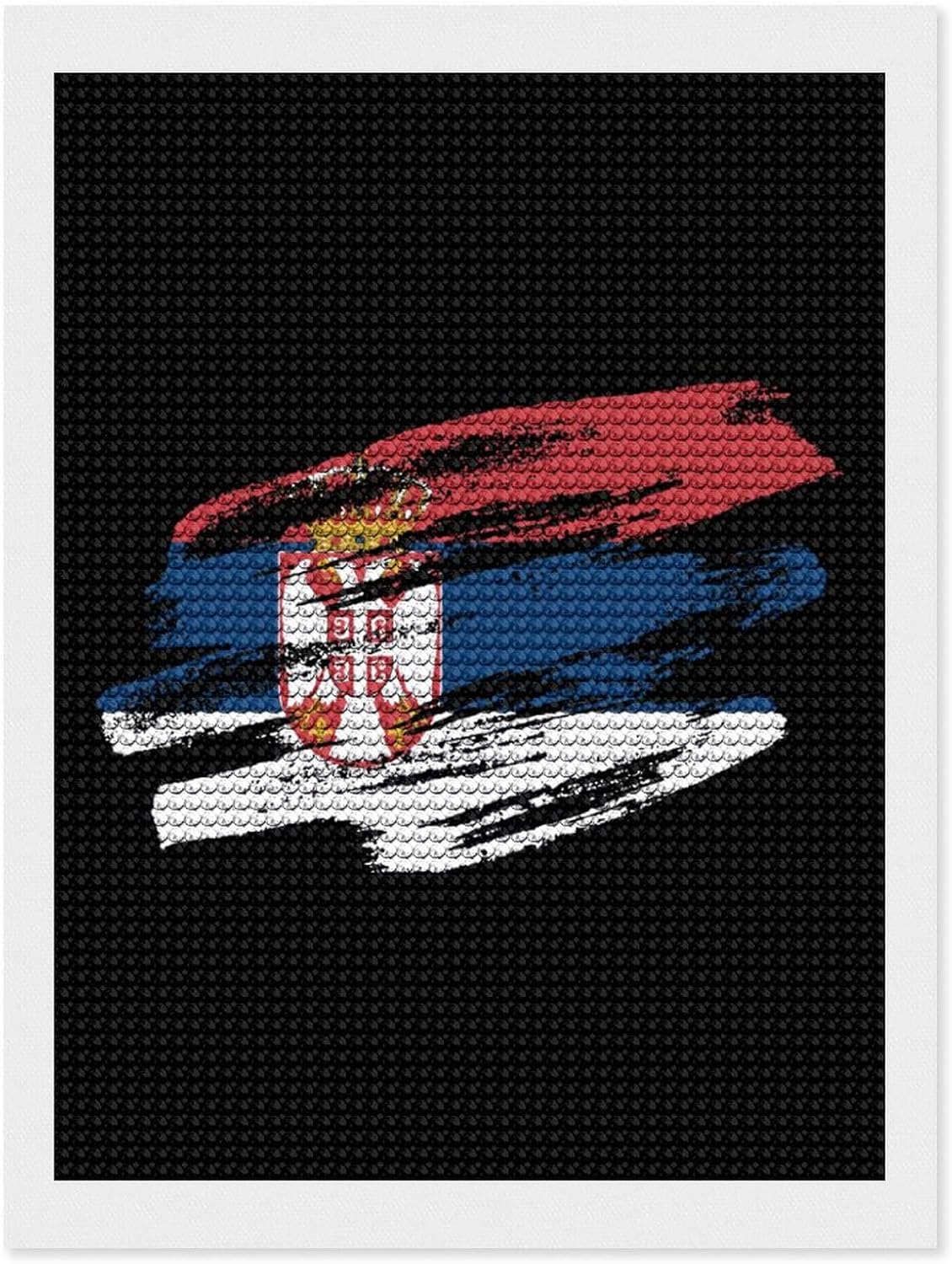 Vintage Serbian Flag 5D Diamond Art Painting Full Round