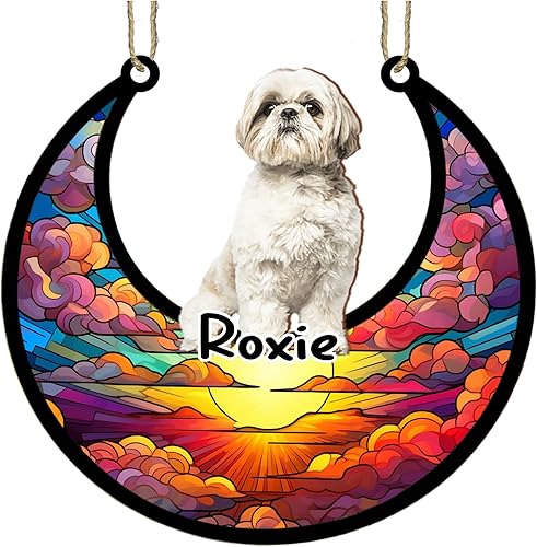 Vista 347 de LOVELYPOD Adorno de Navidad personalizado de perro pastor alemán, atrapasoles conmemorativo, adorno de Navidad de pastor alemán con nombre, pérdida