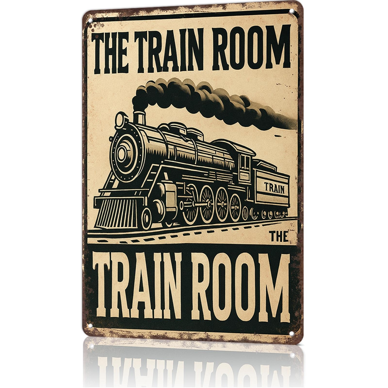 KWQDOZF Vintage Metal Tin Sign Vintage Train Room Metal Sign Posters Wall Art for Dorm Home Office Room Decor 8X12inch