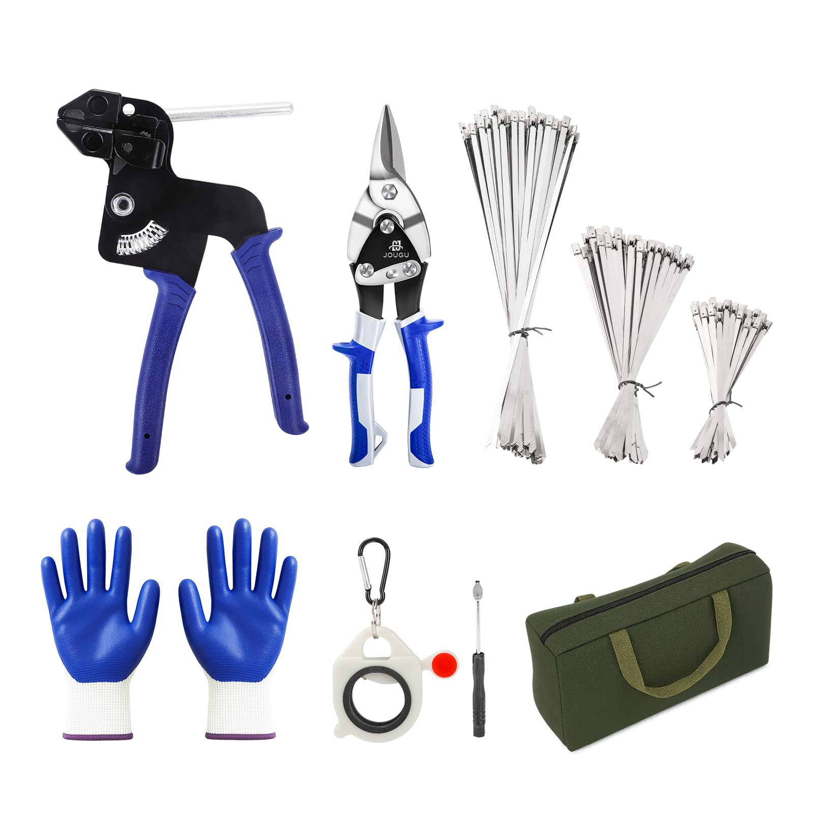 Metal Zip Ties Cutter Stainless Steel Cable Tie Gun Kit Assortment With 150pcs Stainless Steel Zip Ties Heavy Duty Outdoor For Chain Link Fence Parts Exhaust Wrap