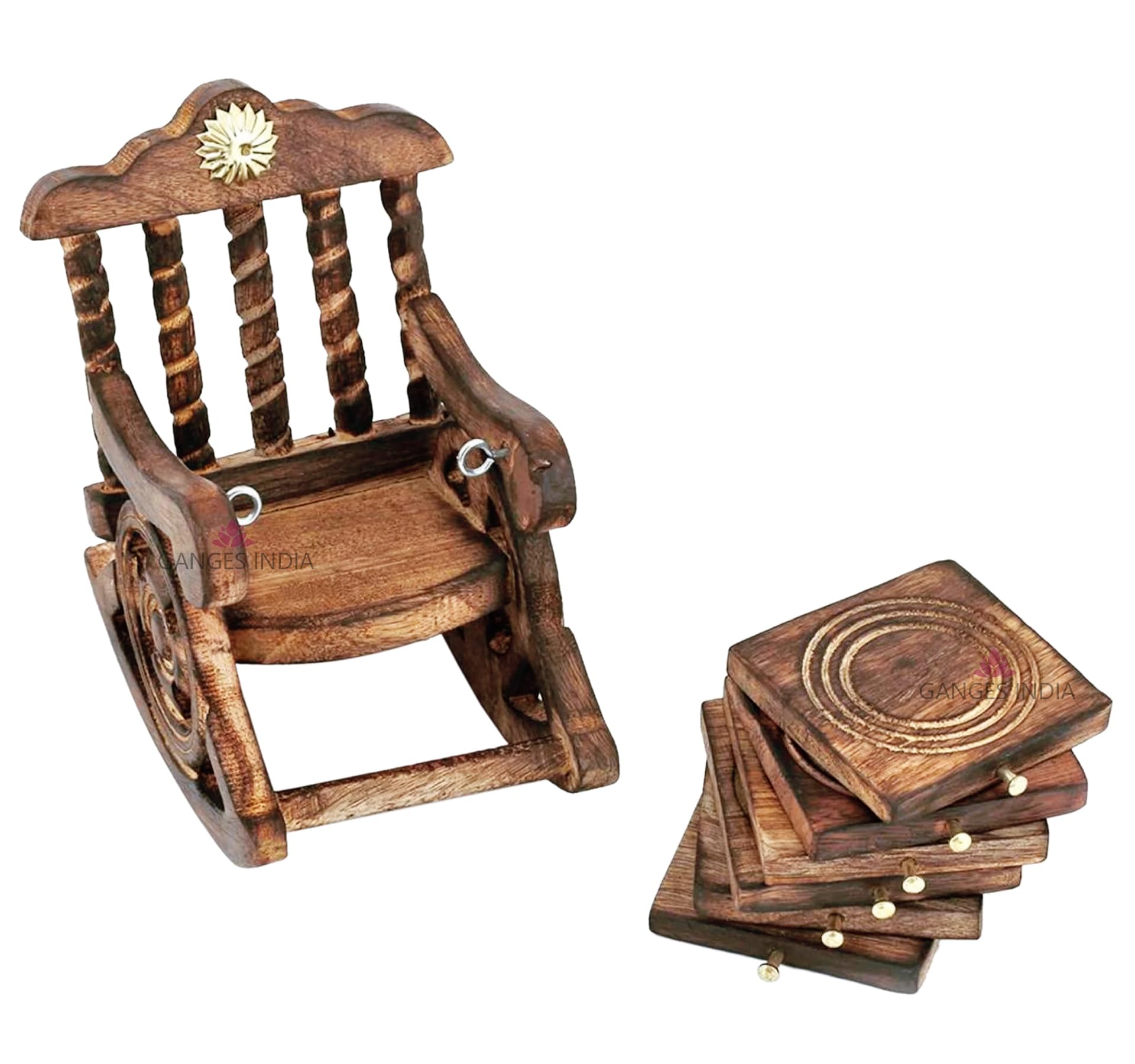 Dessous de verre bois artisanaux idée cadeau originale lot de 6 avec chaise