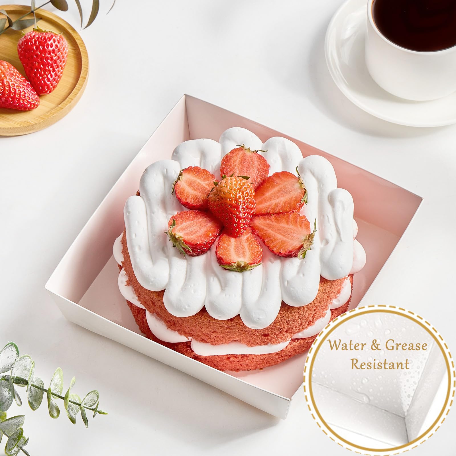 Ocmoiy Cajas para tartas con tapas transparentes de 7 x 7 x 4 pulgadas, cajas de embutidos desechables, cajas de panadería con ventana, recipientes de alimentos para llevar, para pasteles, cupcakes,