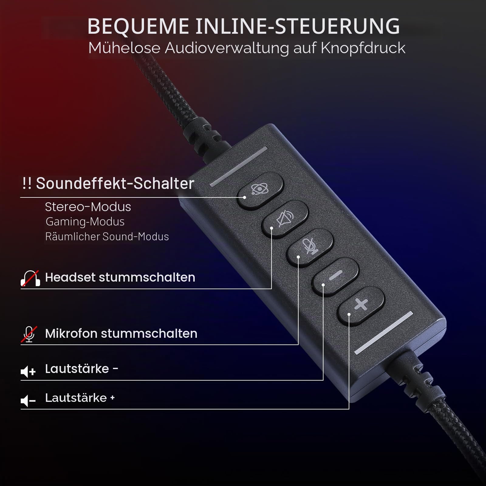 Redragon H730 USB Gaming Headset Kabel 53mm 360° Raumklang | kabelgebundenes Gaming Headset abnehmbares Mikrofon magnetische austauschbare Ohrpolster Over-Ear PC PS