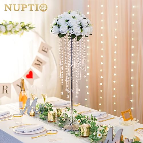 Miniatura 2 de NUPTIO Jarrones de boda de cristal plateado  10 piezas de 29.5 pulgadas de alto para centros de mesa, decoraciones de pasillo, fiestas