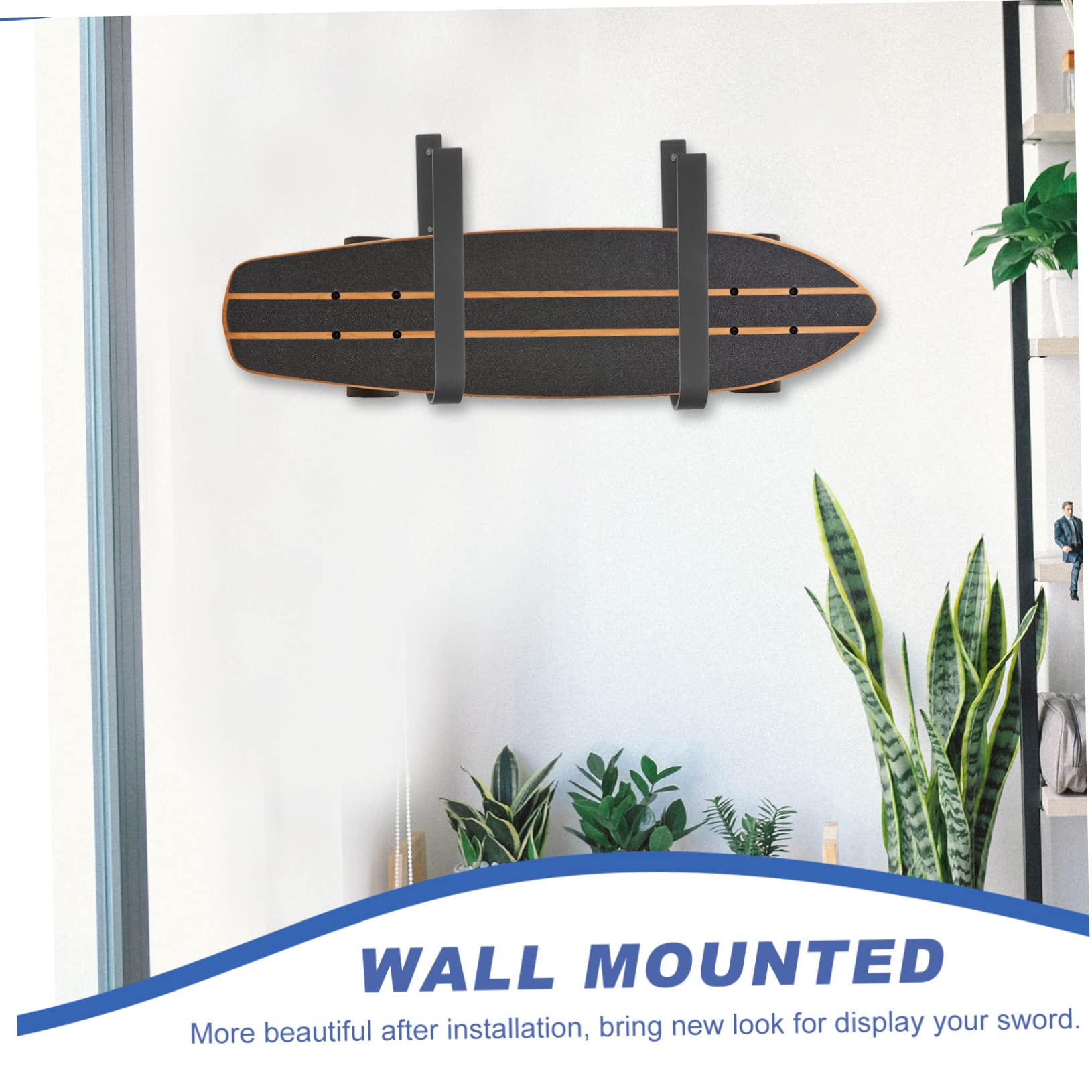 MAGICLULU Support Mural pour Skis et Snowboard Crochet de Rangement Métallique pour Skateboard Cintre Robuste pour Garage Support Mural pour Collection