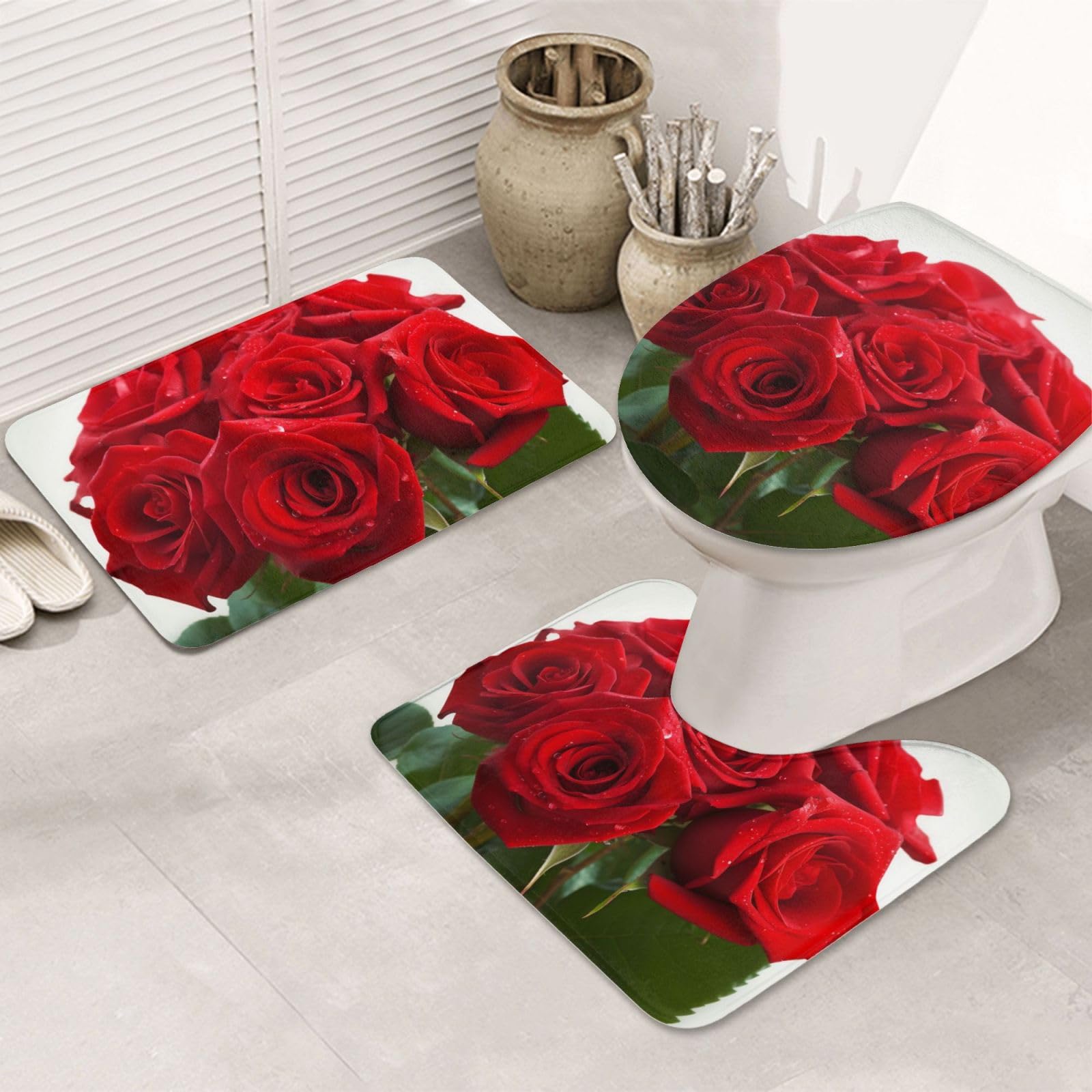 Tapis de bain antidérapants ensemble 3 pièces en flanelle de qualité supérieur