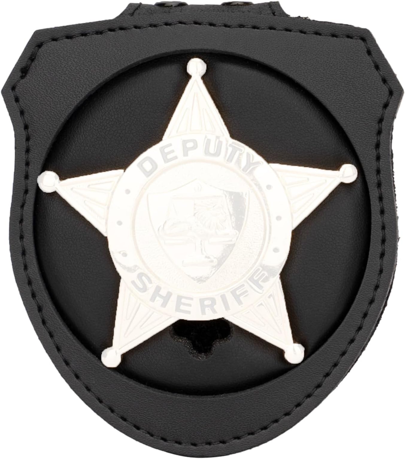 TT TYTX Police Badge Holder (Badge Not Included), Leather Universal Sheriff Badge Holder with Belt Clip, Hook and Loop Closure and Round Neck Stainless Steel Chain (Circle 2.7 Inch)