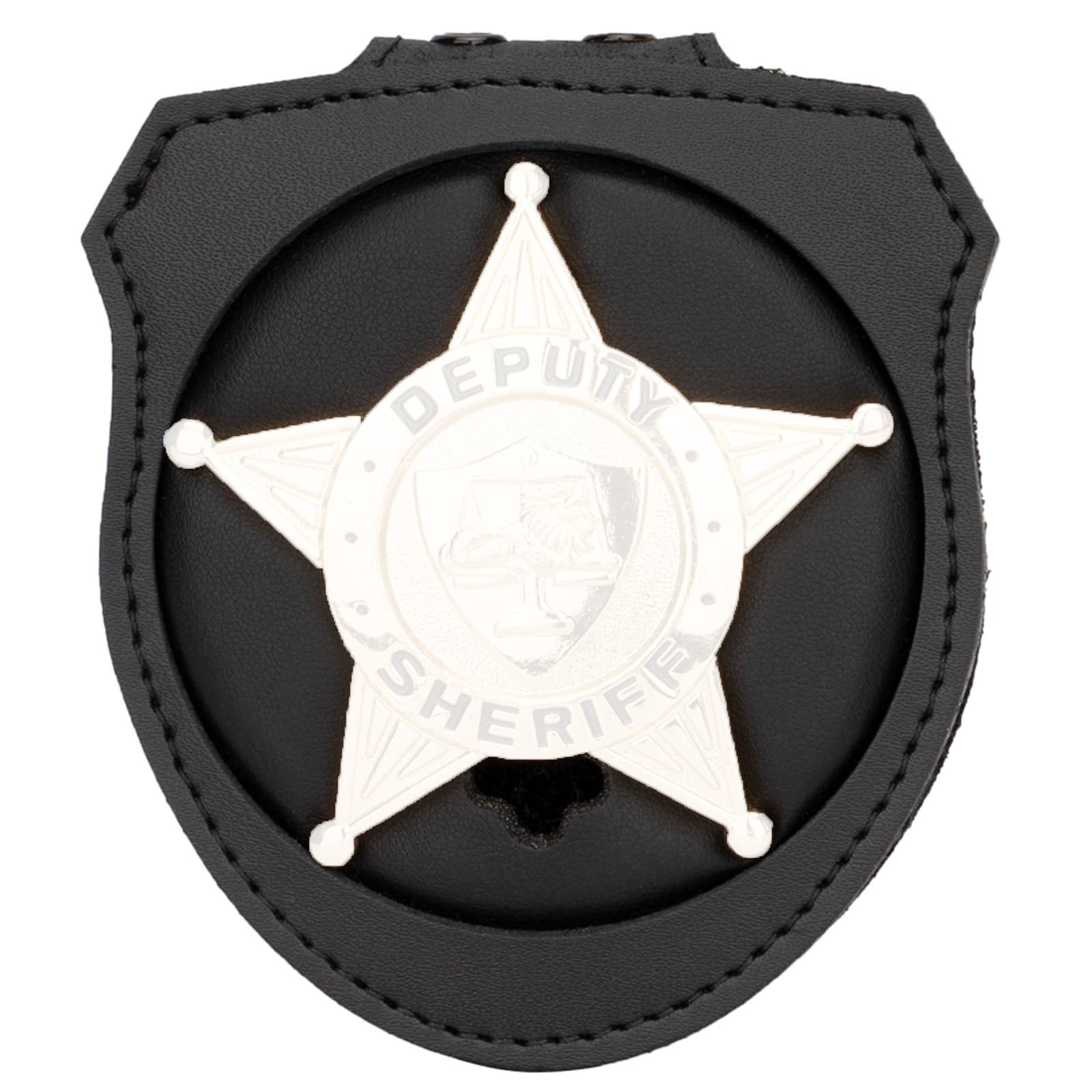 TT TYTX Police Badge Holder (Badge Not Included), Leather Universal Sheriff Badge Holder with Belt Clip, Hook and Loop Closure and Round Neck Stainless Steel Chain (Circle 2.7 Inch)