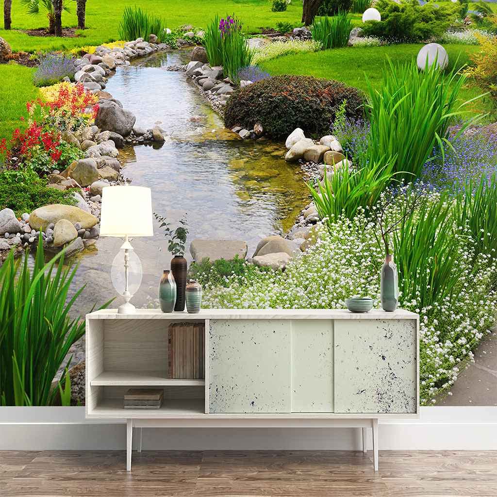 Papier peint 200x140 cm paysage de ruisseau poster mural 3D