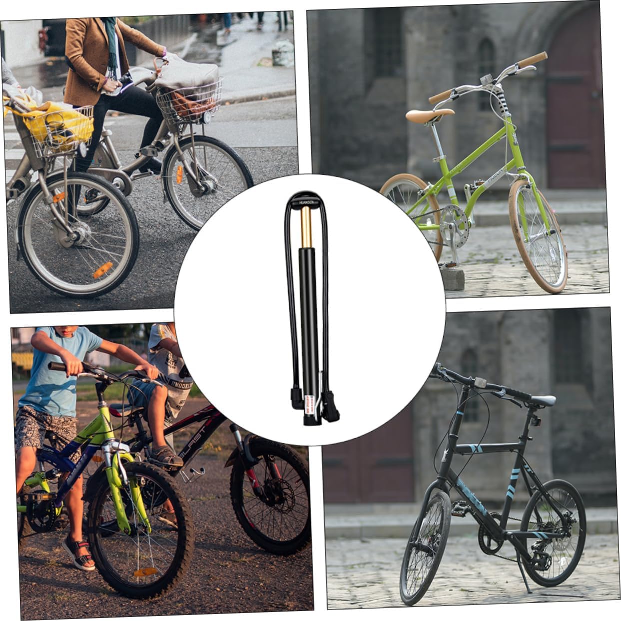 Portable Bike Pump for Road Mountain Bikes Durable High Pressure Inflator with Nozzles for Cycling Enthusiasts