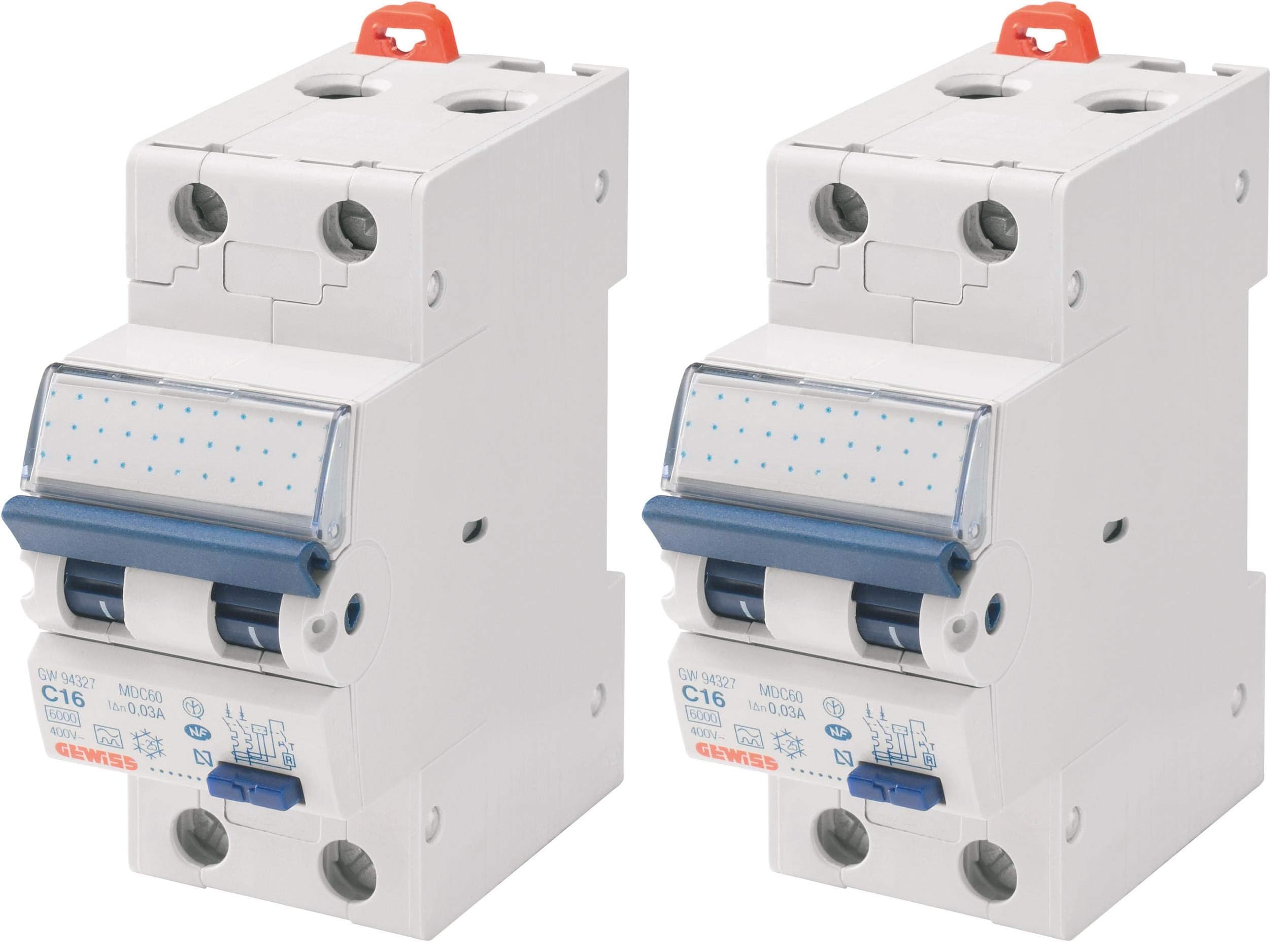 GEWISS - GW94006 - Interruttore Magnetotermico Differenziale Compatto - Mdc 45-1P+N Curva C 10A Tipo AC Idn:0,03A - 2 Moduli (Confezione da 2)