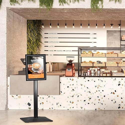 Miniatura 9 de Soporte de cartel de pedestal ajustable de alta resistencia, soporte de aluminio de 11 x 17 pulgadas para exhibición de vista vertical y horizontal