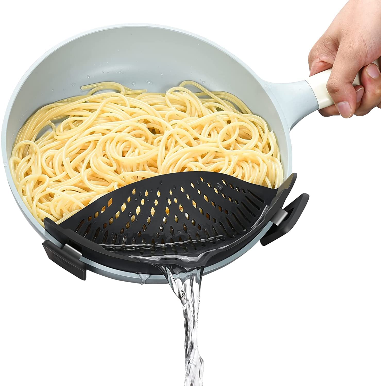 Clip on Strainer for Pots Pans,Heat Resistant Silicone, Easy to Use and Store