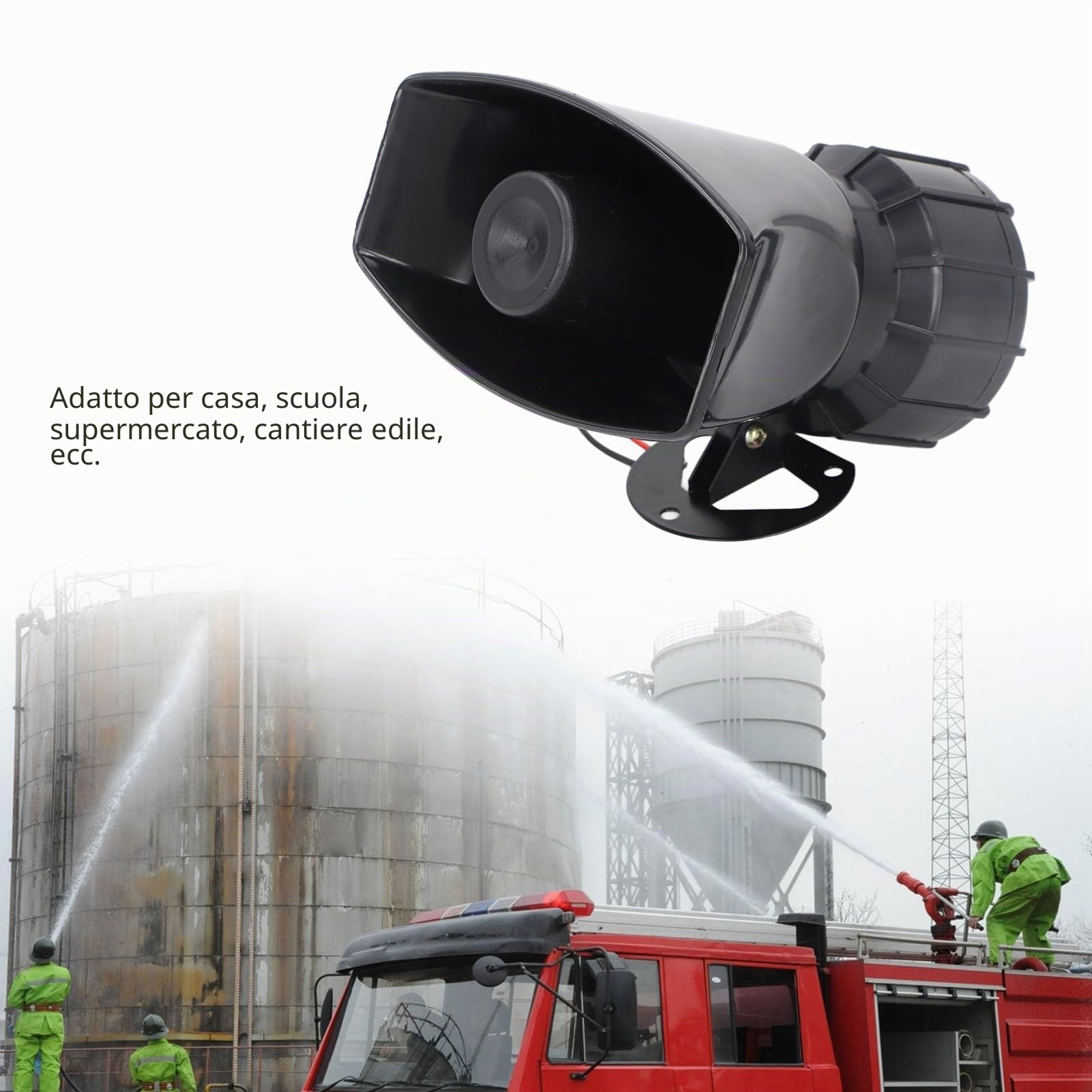 Sirena di Allarme 130DB Altoparlante Allarme di Sicurezza Allarme Ad Alta Potenza 60W Corno di Avvertimento Altoparlante Avvertimento Sirena di Emergenzadi Allarme Antifurto