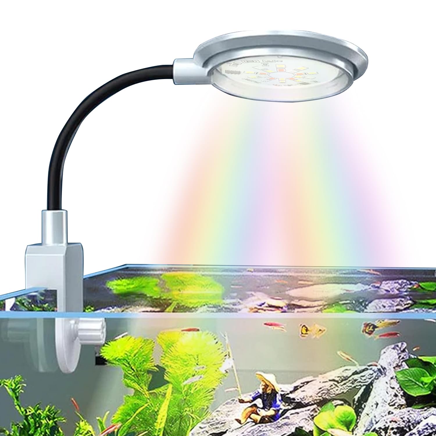 JAINSONS PET PRODUCTS Small Flexible Aquarium Fish Bowl Light 5Watts COB WRGB LED Light Flexible 360 Degree Rotatable Splash Proof Suitable for Bowl and Fish Tank 8.5 Inch