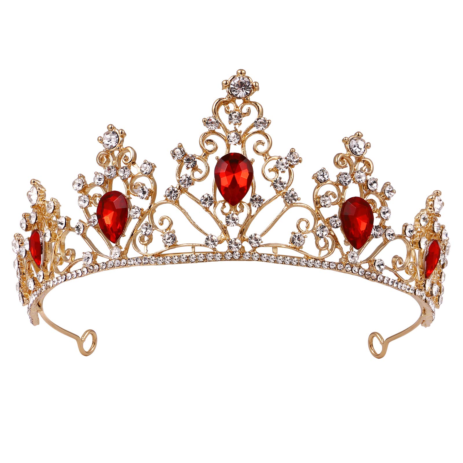 Tiara de diamantes para boda corona de novia roja accesorio de fiesta 8