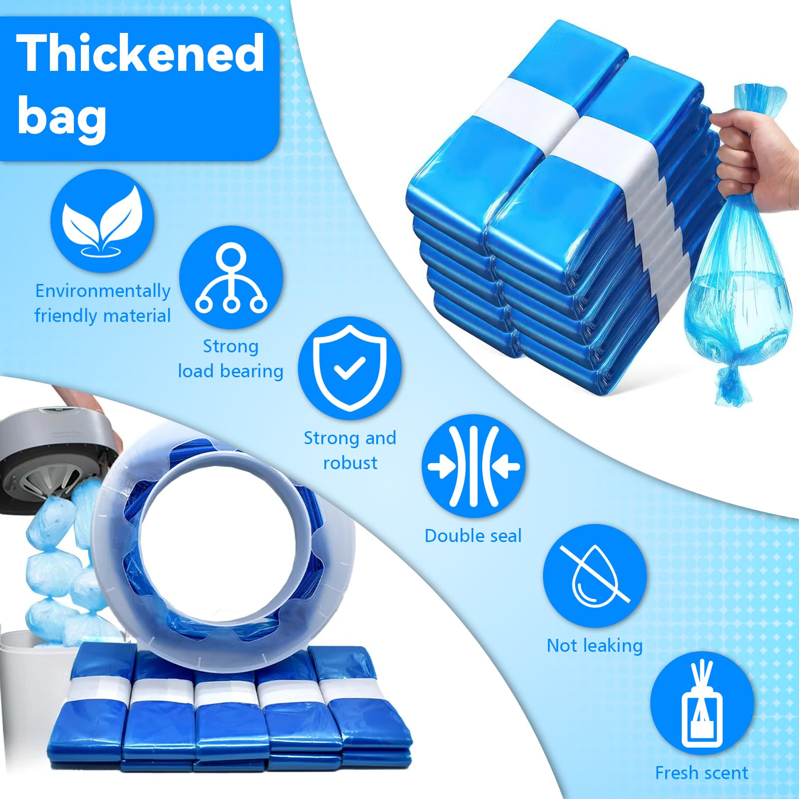 Ricarica Mangiapannolini 10 Pezzi Sacchetti 7 Strati Protettivi Compatibili Tommee Tippee Twist & Click Litter Locker II Blu