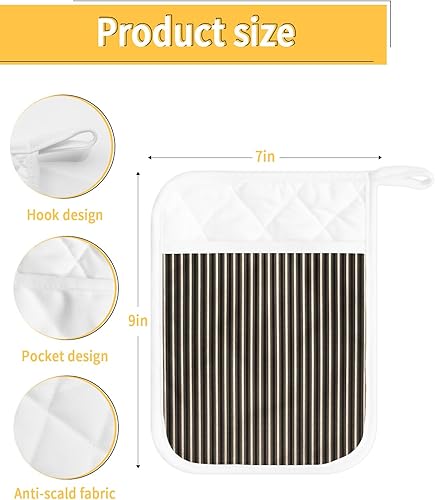 Miniatura 3 de Juego de 2 agarraderas de tela de toalla para cocina, antideslizantes, aislantes y térmicas, con bolsillo, guantes gruesos para horno, posavasos