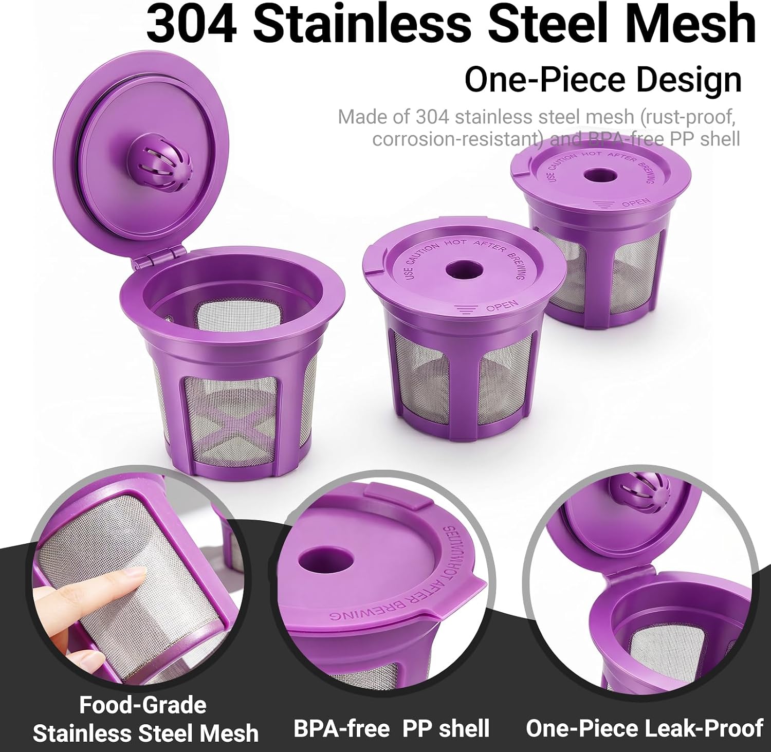 6 Pack Reusable K Cups for Keurig K Classic/K Elite/K Compact/K Latte/K-Mini/K-Select/K Duo/K-Slim, 1 Hole Refillable Coffee Pods Filter Fits Keurig 1.0 & 2.0 SingleStream Brewers image 3