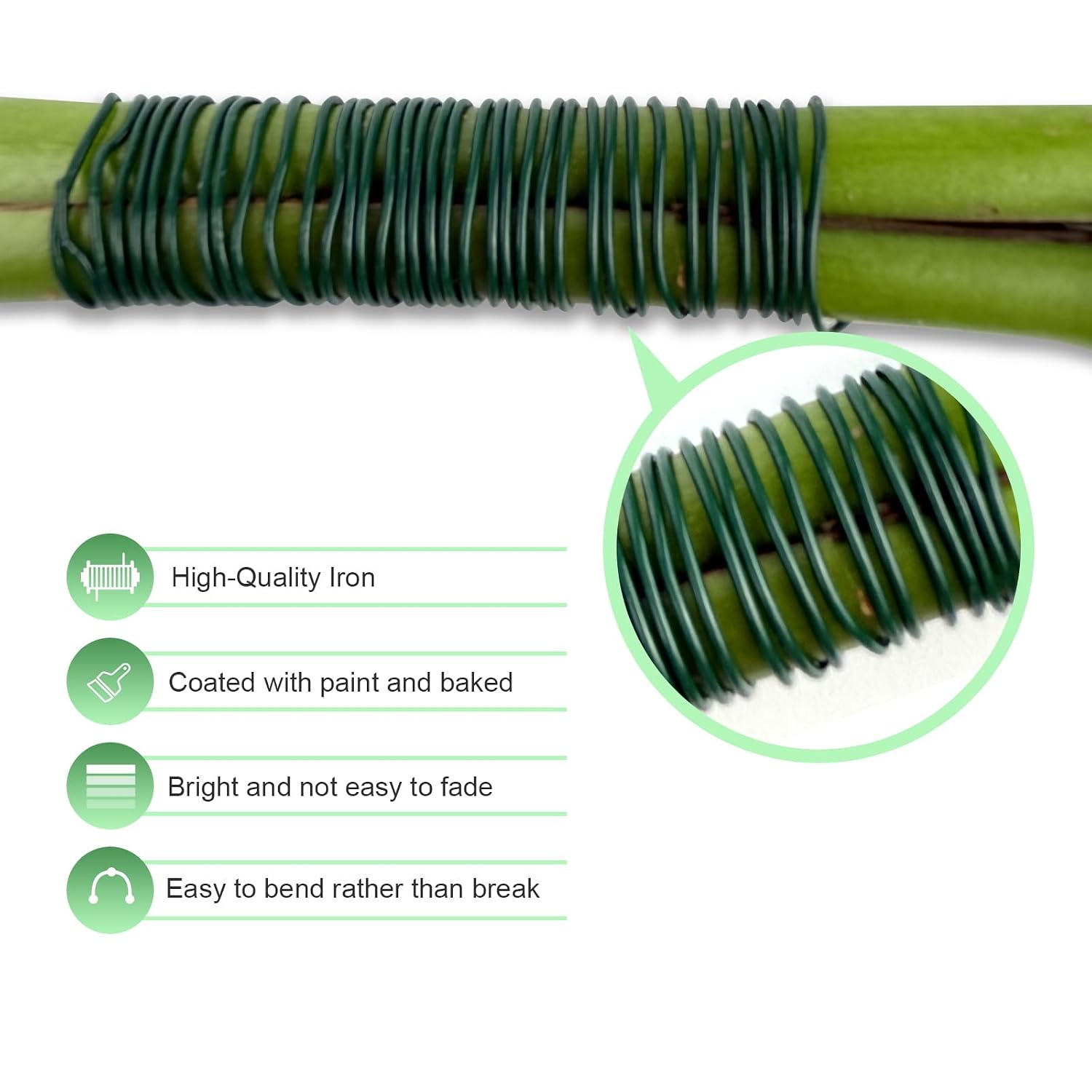 22 Gauge Green Floral Wire - 1 Pack (115 ft / 35 Meters) | Flexible Paddle Wire with Cutter for Christmas Tree, DIY Crafts, Garland, Wreath Making & Floral Flower Arrangements