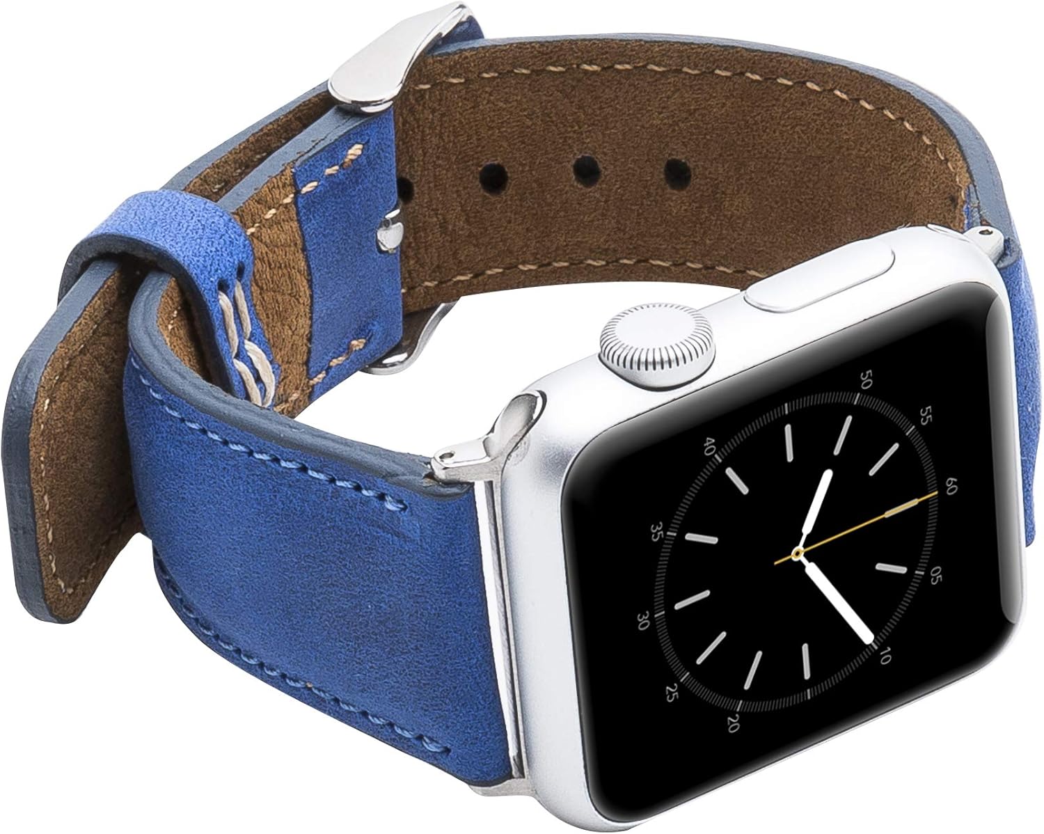 Tuscany Leather Bands Compatible with Apple Watch 49mm 45mm 44mm 42mm Band, iWatch Replacement Strap for Series 1, 2, 3, 4, 5, 6, 7, SE, 8, Ultra, Sport (Antique Dark Blue w/Silver Connector&Clasp) - Image 8
