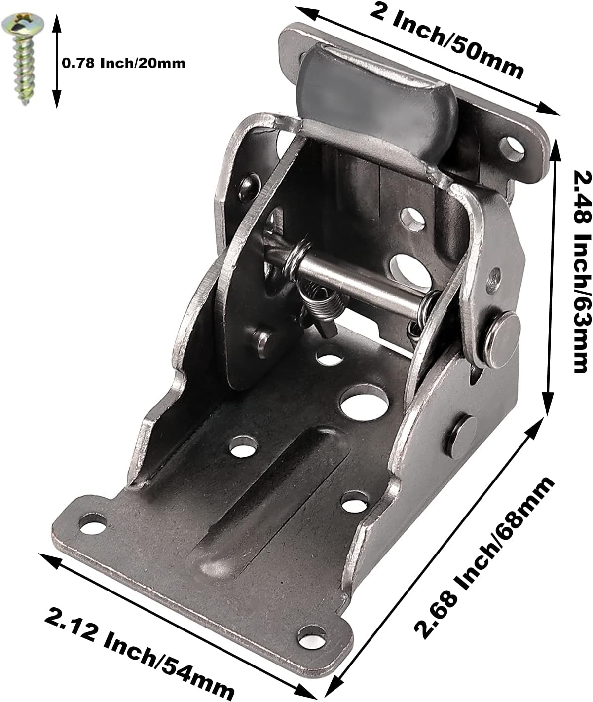 SHEUTSAN 8 Pack Foldable Self Lock Hinges with Mounting Screws, Rigid Folding Brackets Table Leg Support Bracket for Folding Table Leg Bed Feet, Black