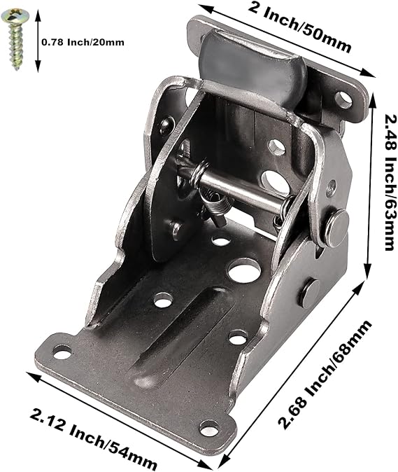 SHEUTSAN 8 Pack Foldable Self Lock Hinges with Mounting Screws, Rigid Folding Brackets Table Leg Support Bracket for Folding Table Leg Bed Feet, Black