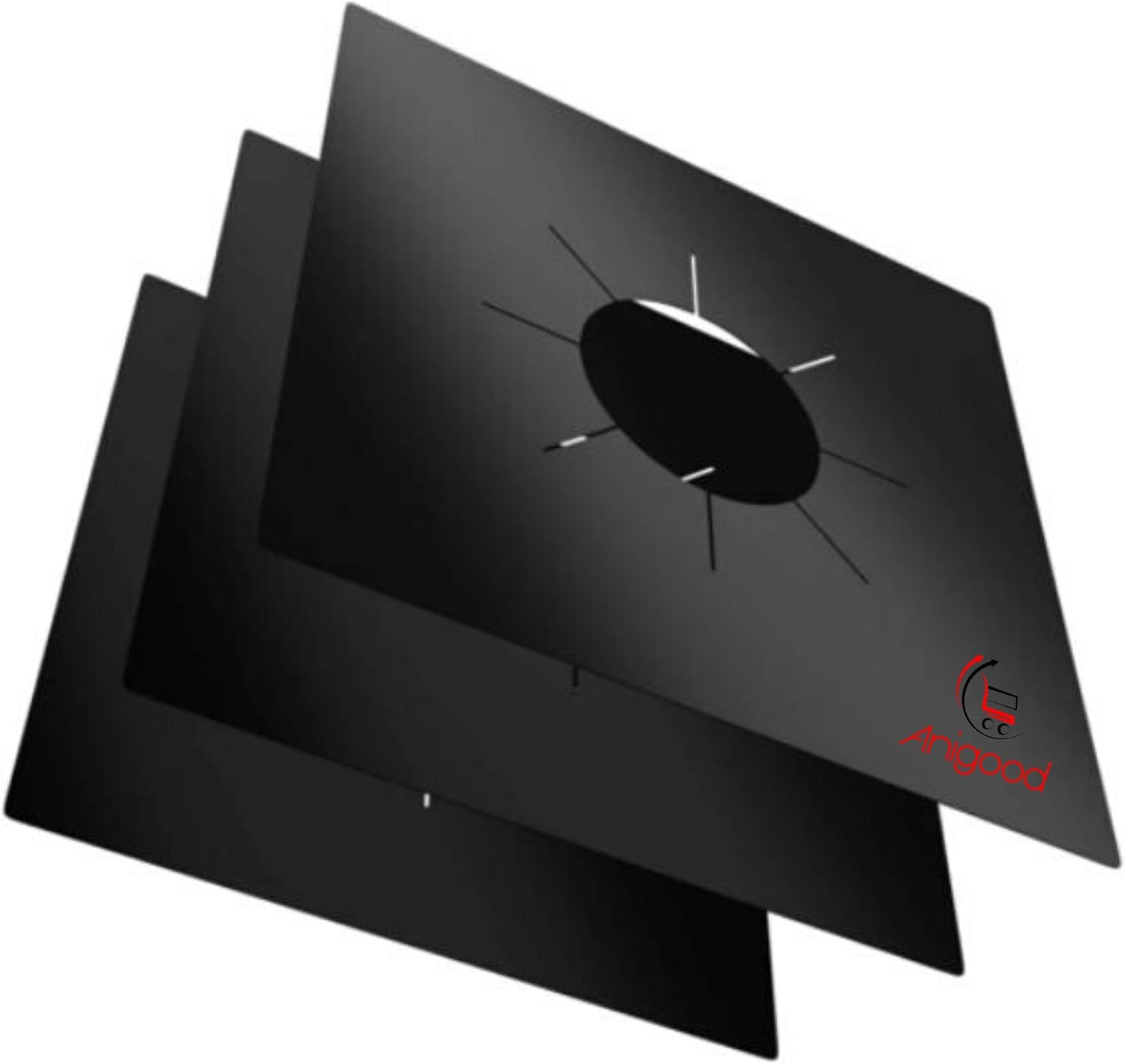 Reusable Gas Stove Hob Protectors Burner Covers Microwave Oven Liners Universal Non-Stick Teflon Sheets Heavy Duty Washable Removable Black Silver (Black - Image 3