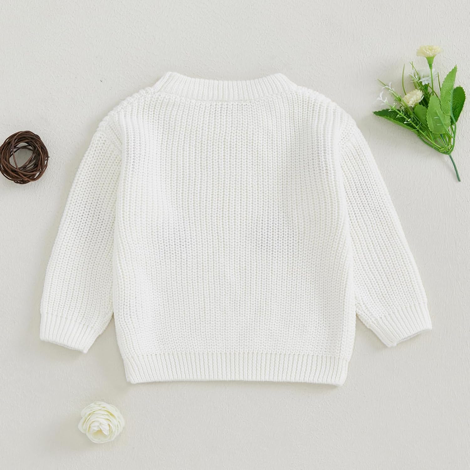 Toddler Girls Sweater Clothes Flower Embroidery Crew Neck Long Sleeve Kids Pullovers Fall Tops