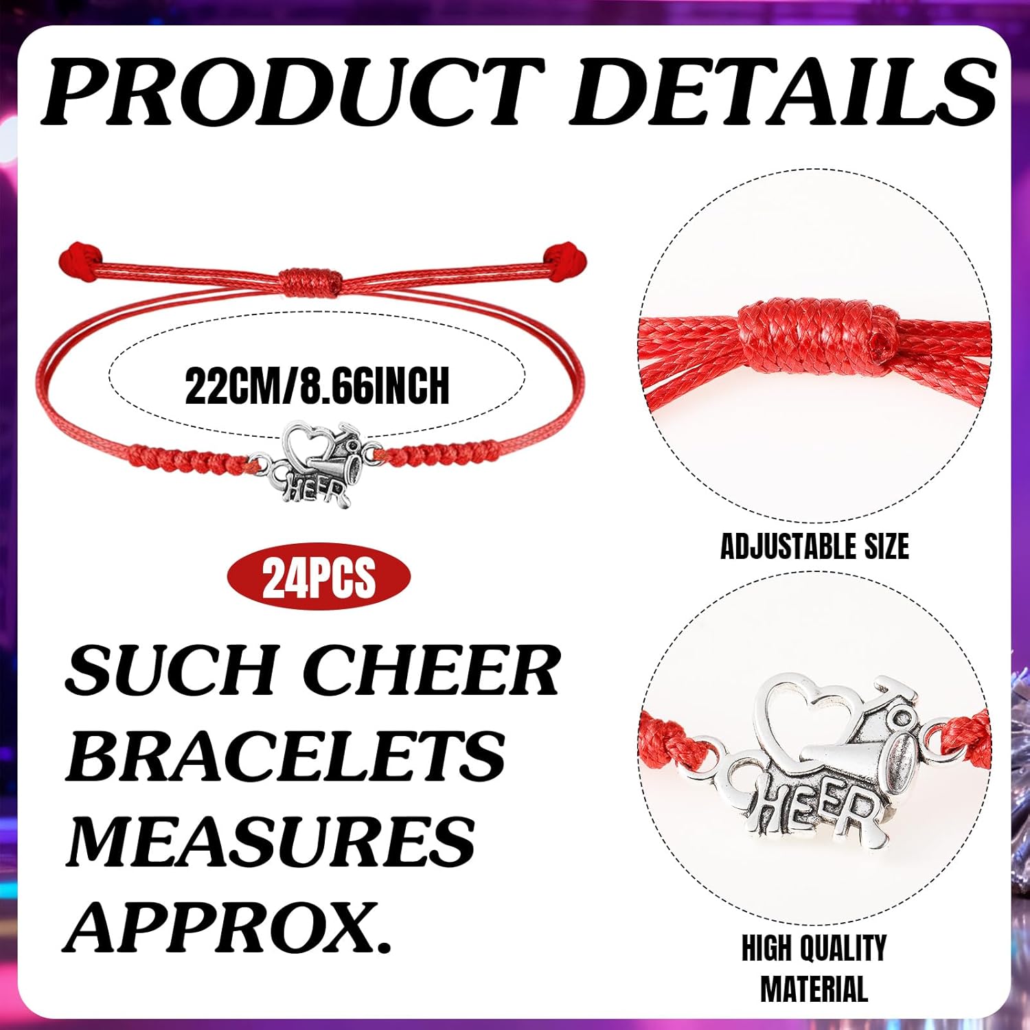 24 Set Cheerleader Gift Bulk for Team 13.5 oz Cheer Cups Bow Water Bottle with Lids and Straws Cheer Bracelets for Cheerleader Women Sport Party Favor Senior Night Gift(Red)