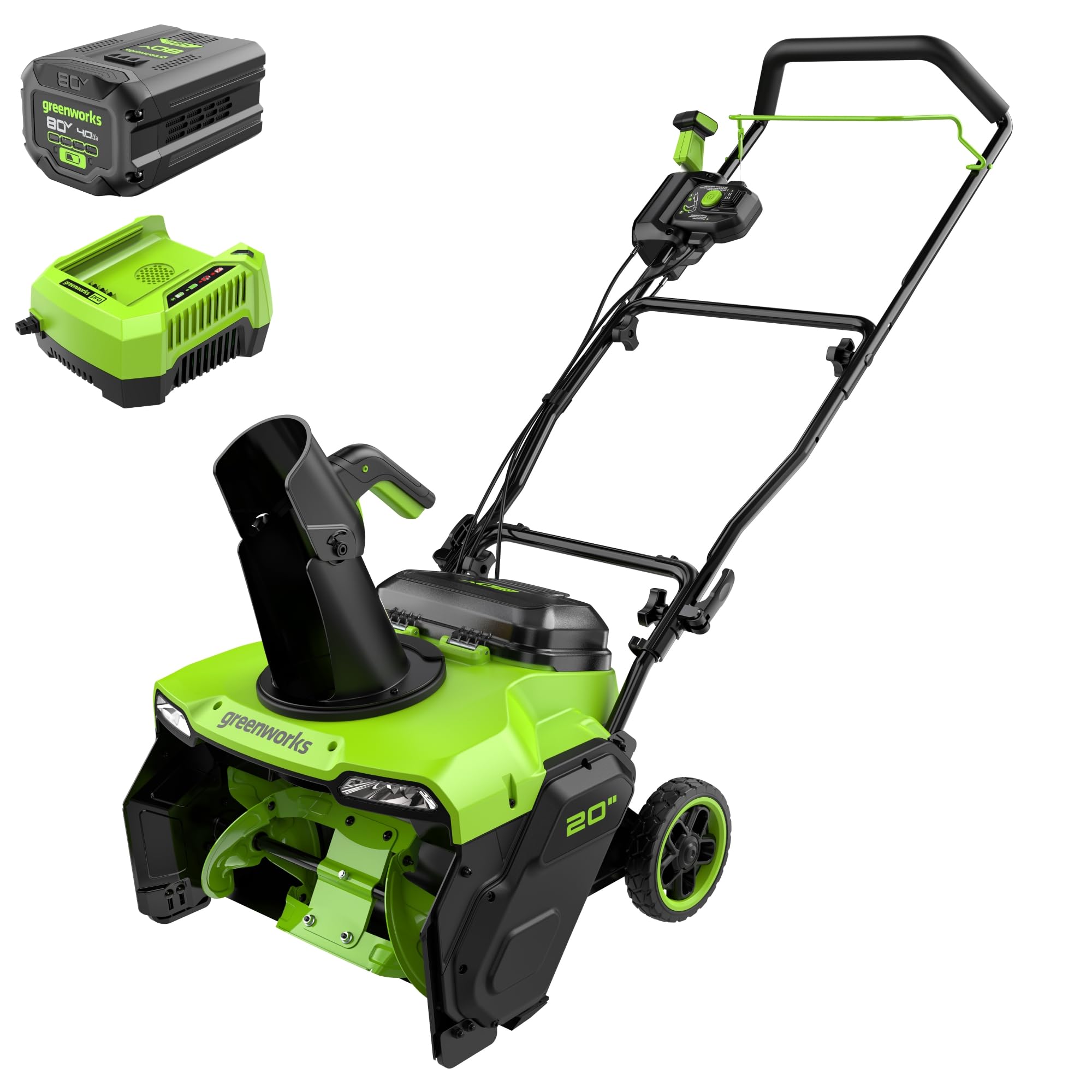 Greenworks 80V 20'' Brushless Snow Blower with (1) 4Ah Battery and Fast Charger