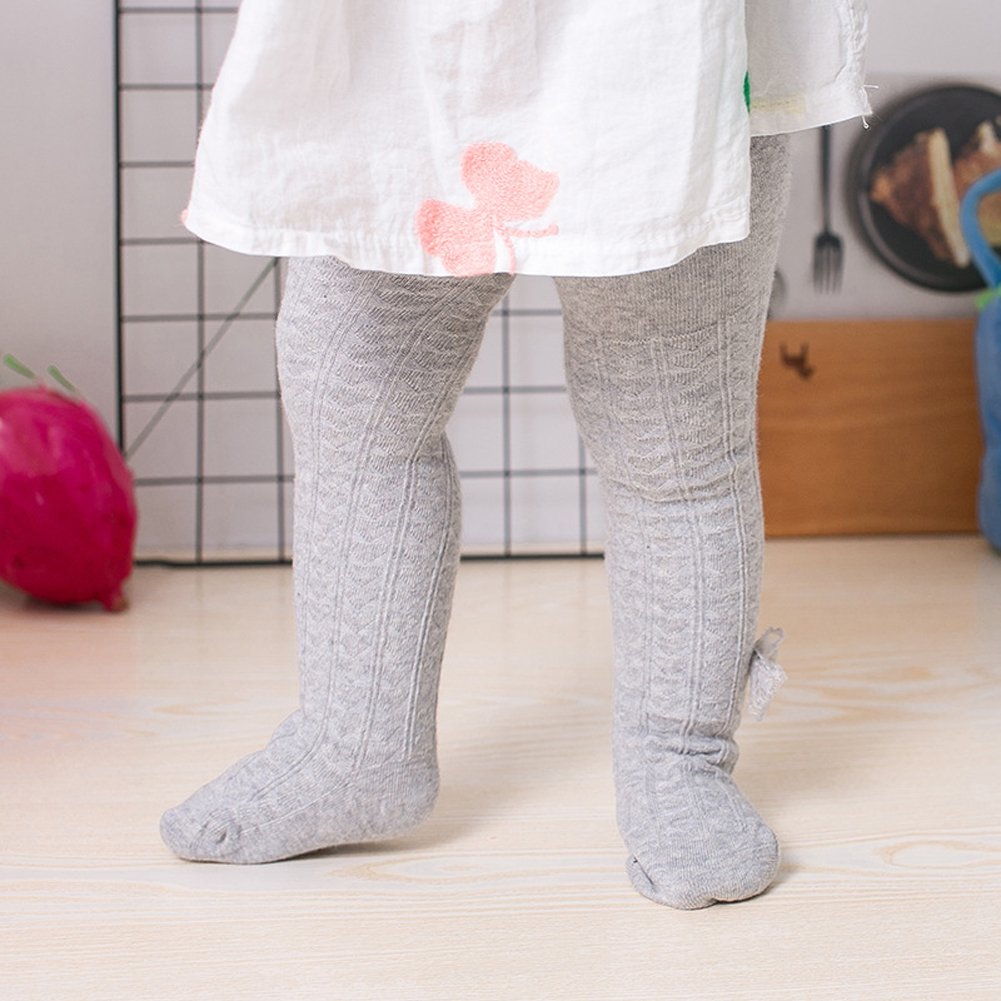 Strumpfhose für Babys, Mädchen, mit Schleife, Baumwolle, 0–5 Jahre, 3 Stück